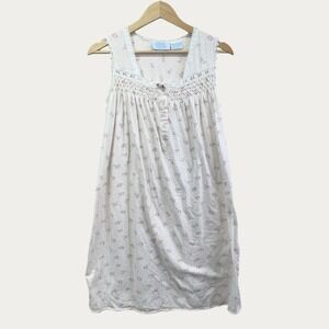 Ashley Taylor Nightgown Womens Medium Pink Floral Cotton Cottagecore Sleepwear